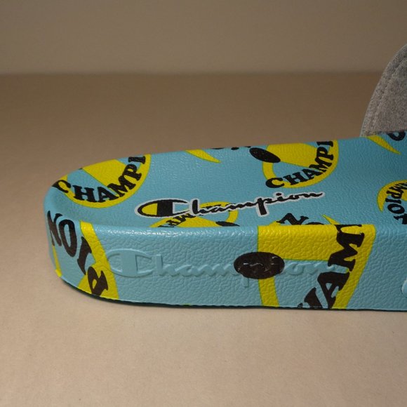 Champion Size 9 M IPO SMILE Aqua Yellow Slide Sandals New Men\'s Shoes main image 14